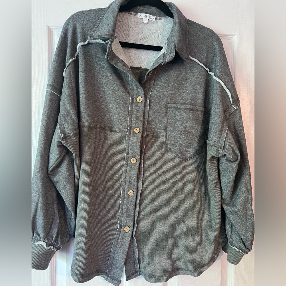 Cozy, grey Button-Up Big Shirt